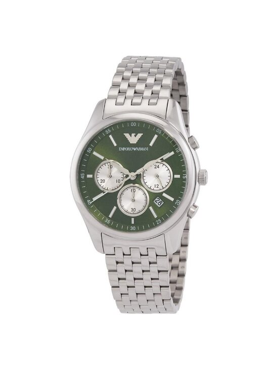 NWT Emporio Armani Chronograph Quartz Diamond Green Dial Men\'s Watch